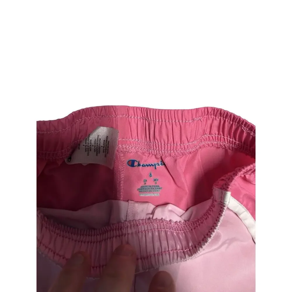 Champion Girls Pink Running Athletic Shorts Size 6 Elastic Waist Activewear Kids